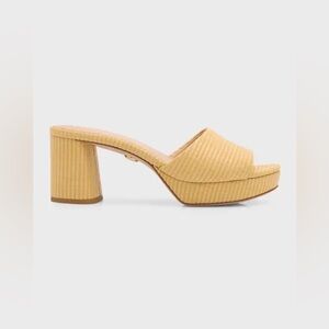 EUC Veronica Beard Dali Yellow Raffia Platform Heels Size 8  Quiet Luxury Summer